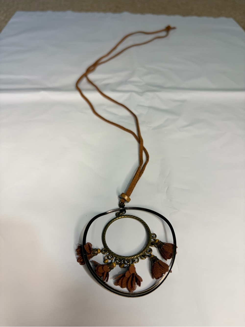 Boho Brown Tassel Pendant Necklace